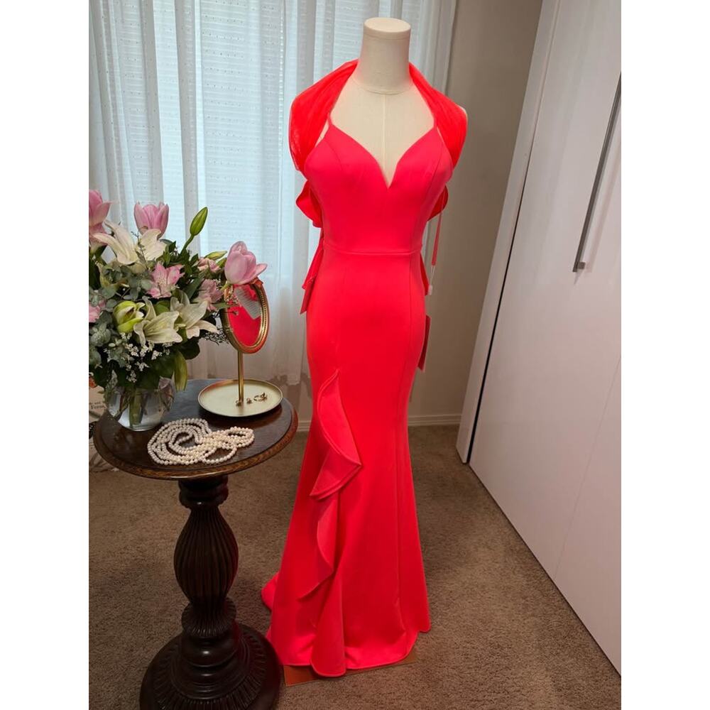 🔥 Colors Designer Hot Coral Wedding Guest Gown – NWT – Size 4